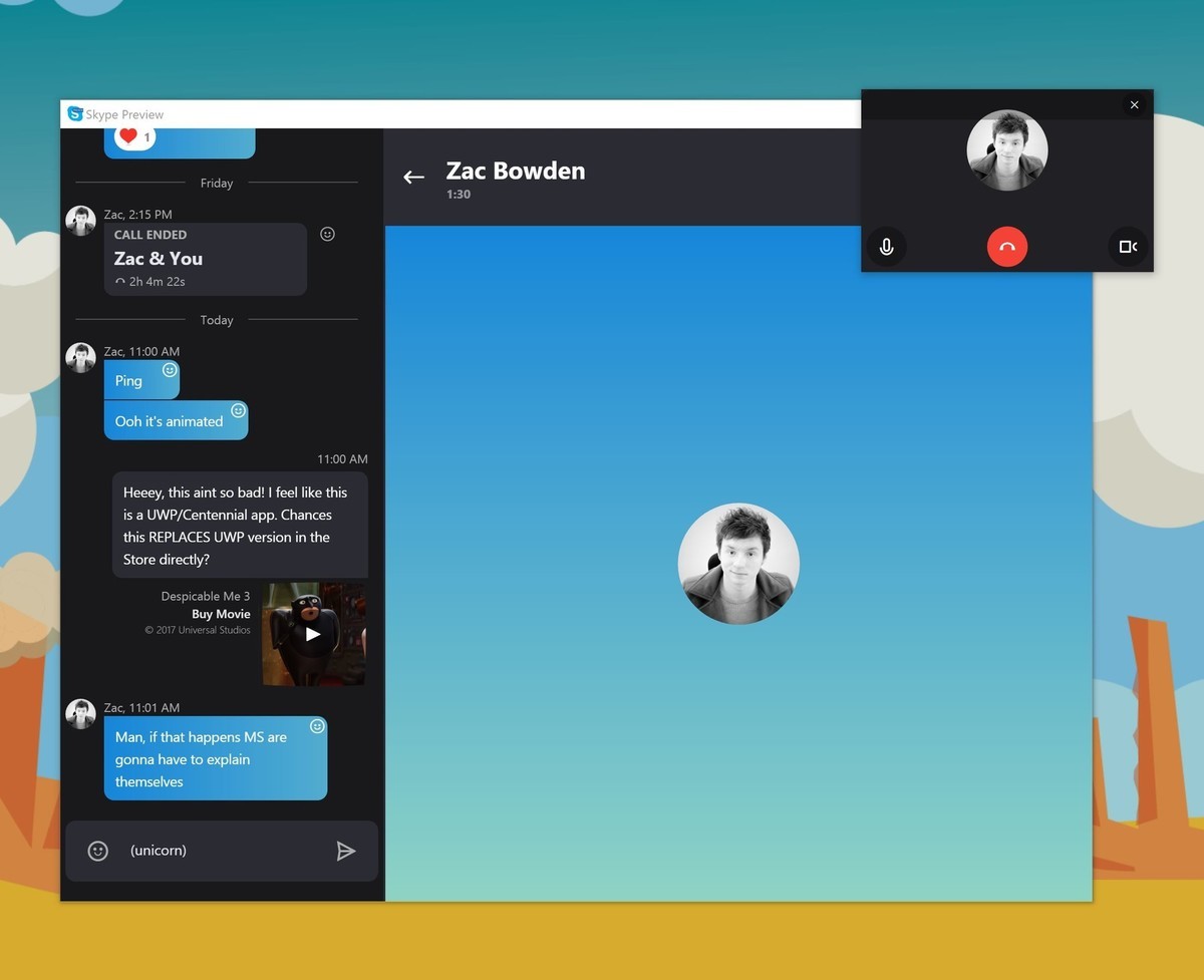 Skype Preview для Windows 10